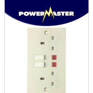 POWERMASTER 2 GANG 13 AMP SWITCHED SOCKET WITH NEON