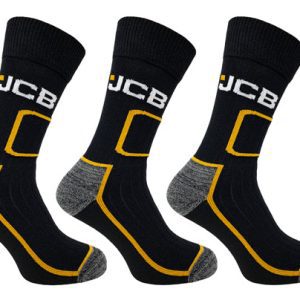 JCB Shin Protect Work Socks Black 3PK (6-11)