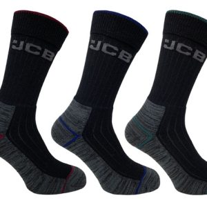 JCB Work Tough Socks Black Mix 3PK  (6-11)
