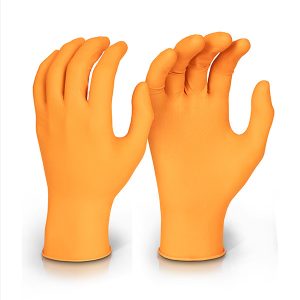 Orange Nitrile Disposable Gripper Gloves